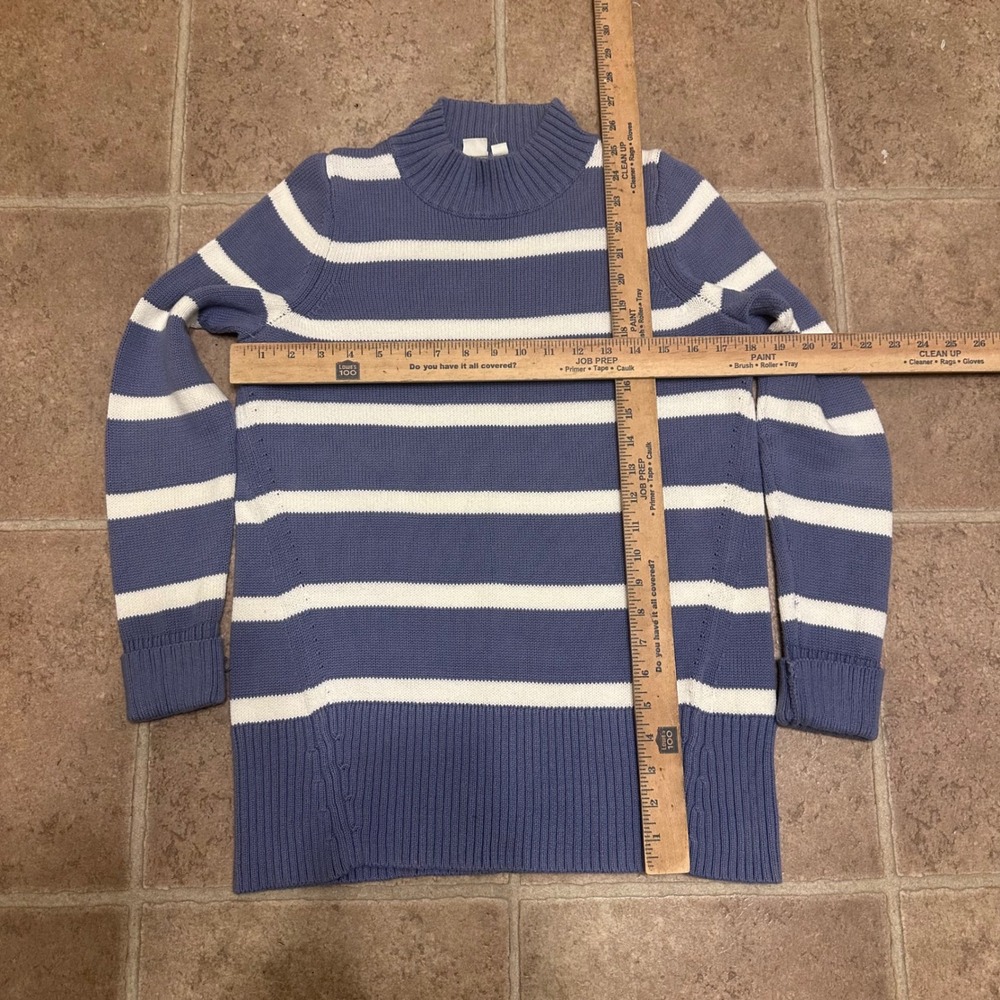 Gap Striped Sweater Womens Small Blue White Excellent Mock Neck Knit Tunic - Picture 4 of 4